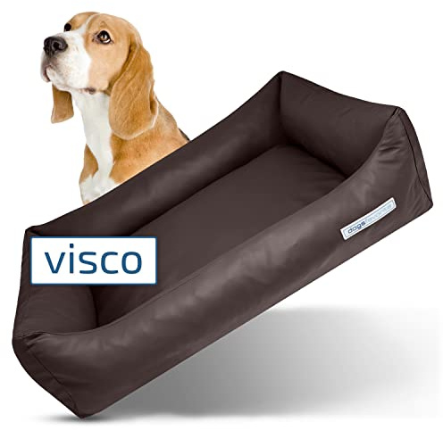 dogsfavorite Hunde-Bett mit Visco-Kissen - waschbares Hundekörbchen - hochwertiges Hundesofa - gelenkschonendes Hundekissen - robuste Hundematte - Mocca - Gr. M - 100 x 75 cm