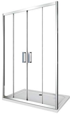Porta Doccia Scorrevole Con Apertura Centrale Vetro 6 mm anti-calcare H.190 cm (178-183 H.190 cm)
