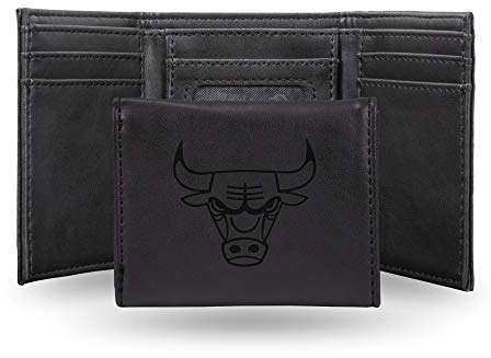 Rico Industries NBA Portefeuille à Trois Plis gravés au Laser Noir