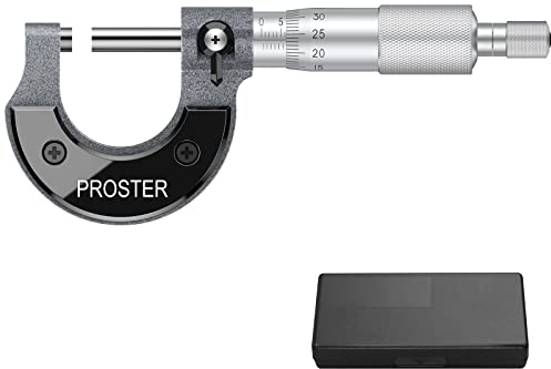 Proster Bügelmessschraube Messbereich 0-25 mm Messschraube 0.01mm Auflösung Mikrometer Mikrometerschraube Metrischer Außen Bremssattel mit Nullpunkteinstellung Schraubenschlüssel
