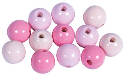 Rayher 12206258 Holz Perlen Mischung, FSC zertifiziert, poliert, 10 mm ø, Rosa-Töne, 52 Stück, Buchenholz, schweiß- und speichelecht, Schmuckperlen