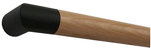 TIBU Buche Holz Handlauf Geländer 30-500cm mit schwarzen Endstücken Wandhandlauf Wand Treppe, Länge 4900 mm / 490 cm / 4,9 m und Enden schwarze Ecke