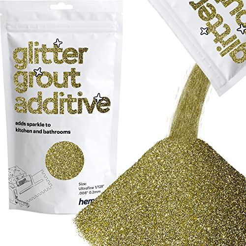 Hemway Glitter Grout Additiv (Ultrafein 1/128 0,008 0,2 mm) Grout Tile Additive Fliesen Bad Nassraum Küche - Sand Gold - 100g