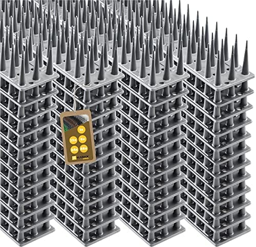 KADAX 48 Stück Vogelabwehr Spikes, Kunststoff, 51x4x3,5 cm, 3-reihig, für Tauben, Katzen, Marder, Zaun, Balkon, Dach, Fensterbank, robust und wetterbeständig, frei zuschneidbar, Silber