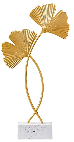 Ginkgo Blätter Dekoration, Goldene Ginkgo Leaves Skulptur Ornament, Eisen Goldene Ginkgo Blätter Schreibtisch Deko, Metall Skulptur für Wohnzimmer Schlafzimmer