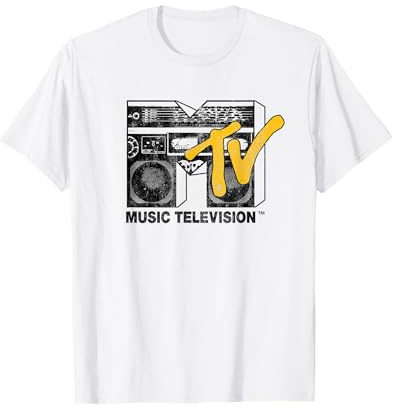 MTV Logo 80's Style Black And White Boombox V2 T-Shirt