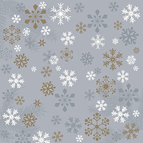 20 Cocktail Servietten Schneeflocken auf grau 24 x 24 cm