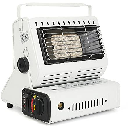 VARWANEO Calentador de gas para camping, calentador de gas portátil, calentador de gas butano con asa, adecuado para calefacción interior y exterior, calefacción de camping al aire libre (blanco)