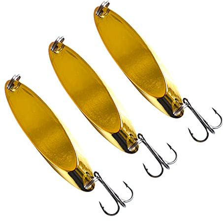 5PCS Fishing Lure Spoons Jig Fishing Hooks Bass Trout Lures Kit Zinc Alloy Fishing Jig Spoon Sequins Spinner Baits Weight 0.18oz/0.25oz/0.36oz/0.5oz/0.64oz for Saltwater Freshwater Gold-5g