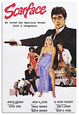 Scarface Filmposter 1983, dekoratives Gemälde, Leinwand, Wandkunst, Wohnzimmer, Schlafzimmer, Gemälde, 30 x 45 cm