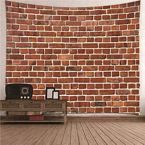 EHOMERY Wandteppich Orient 3D Wanddekoration Kinder Rot Wandmuster Aus Rotem Backstein Wandteppiche Tür Wanddecke Vintage Wandbehang Wandschmuck Groß Schlafzimmer Wohnzimmer Wanddekoration 350X256Cm