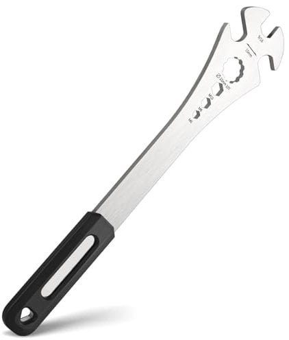 Flow fire Bike Pedal Wrench, 7 in 1 Bicycle Pedal Removal Tool with 320mm Long Handle, Multifunctional 15mm, 21mm 10T, 9/16 Pedal Removal Tool, and 6/8/10mm Hexagon Hole for Biking Repair