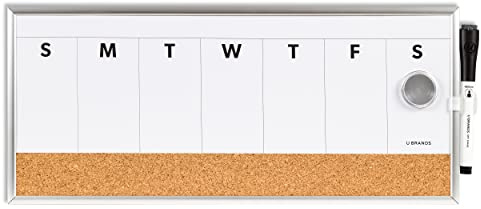U Brands Weekly Calendar Whiteboard for Wall, Magnetic Dry Erase Board