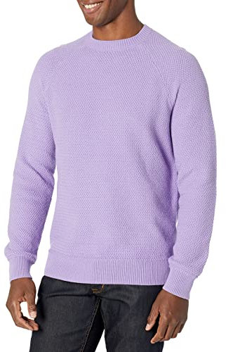 Amazon Essentials Maglione girocollo in cotone testurizzato vestibilità oversize Uomo, Lavanda, L