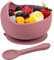 Hoseay Ensemble de bols en silicone pour bébé avec bol à ventouse, sans BPA, vaisselle pour enfants, bol à manger, bol pour bébés, passe au micro-ondes et au lave-vaisselle, rose violet