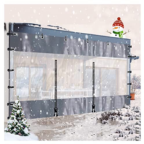 Outdoor Clear Curtains Waterproof Balcony Rain Curtain Patio Partition Garage Curtain, for Open Storage, Porch, Pergola, Customizable (Color : Gray, Size : 2x2.5m/6.6x8.25ft)