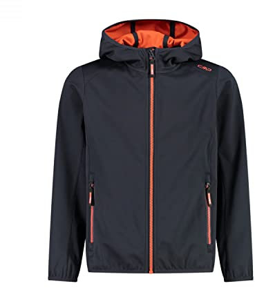 CMP - Giacca in light softshell da bambini con cappuccio fisso, Antracite, 152