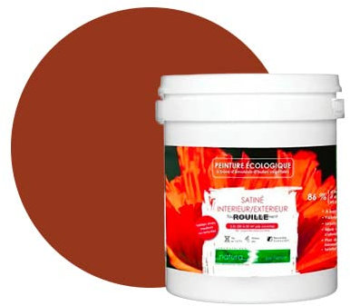 BOX DECO COULEURS Peinture naturelle écologique intérieur extérieur aspect satin Natura - 1L, Rouille