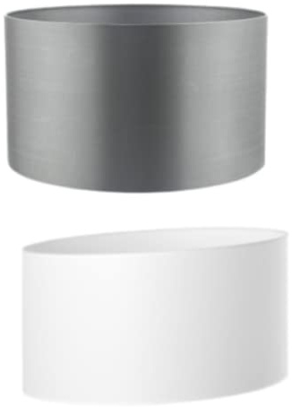 Stylish Empire Fabric Oval Shape White Grey Table Lamp Drum Shades (14 Inch, Grey)
