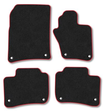 Porsche Cayenne (2010-2018) Car Mats Accessories Tailored Fit Carpet Floor Mats Non Slip Red Trim Accessory Compatible Front Rear Set Anti Slip Backing Custom Fit Hand-Finished Full Coverage Clips