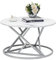 Beistelltisch Moderner Wohnzimmertisch Marmor Couchtisch Faux Marmor Top Runder Couchtisch für Wohnzimmer, Schlafzimmer, Büro, Balkon, 1 Stück, φ 80 cm, Weiß und Silber