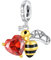 Annmors Charm 925 Sterling Silber Bead Charms Bee and Love with Cubic Zirconia für Europäische Armbänder und Halskette,Schmuck Geschenk für Damen Herren