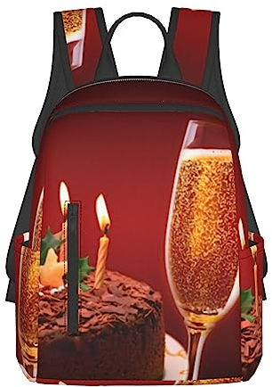 Toast To Your Birthday Bedruckter Laptop-Rucksack Casual Fashion Rucksack Leicht Reise Tagesrucksack Ergonomische Rucksäcke, Schwarz , One size