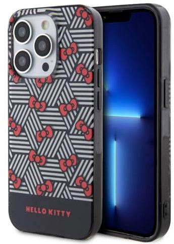 CG MOBILE Hello Kitty Back Case for iPhone - Bow Pattern - Stripes - Black (iPhone 14 Pro Max)