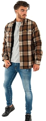 Superdry Herren Karierte Hemdjacke aus Wolle mit Fleecefutter Roderick Kariert Braun S