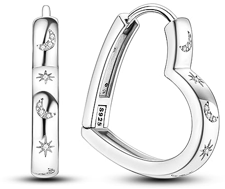 NARMO 925 Sterling Silber Ohrringe Herz Sonne Mond Sterne für Frauen