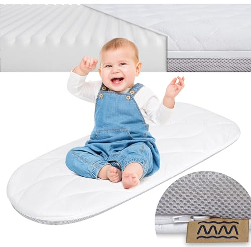 Kinderwagen Matratze 76x32 | Matratzenschutz 76x32 | Kinderwagenmatratzen | Matratze für Tragetaschen | Matratze für Wiegen - atmungsaktiv | Bezug mit Feuchtigkeitsschutz