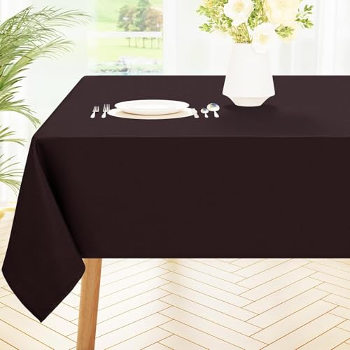 Homaxy Tischdecke Abwaschbar Lotuseffekt Rechteckig 140 x 100 cm Tischtuch Wasserabweisend Tafeldecke Abwischbare aus Polyester Schmutzabweisend Pflegeleicht für Küche Party, Braun