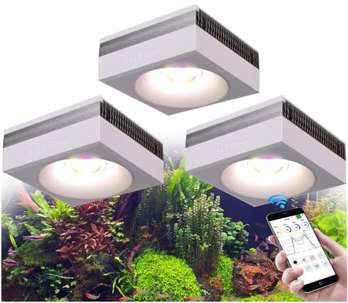 PopBloom RL90 Süßwasser Aquarium LED Beleuchtung, WiFi APP Steuerung Aquarium Lampe volles Spectrum für 130-180CM Süßwasserpflanzen Fischaquarium, Hohe Leistung (3 Lampe mit Hängeset)