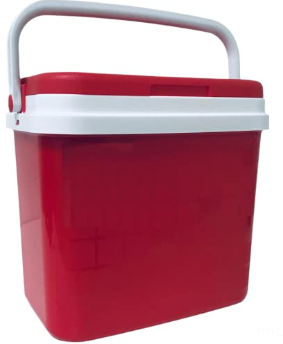 KROWN - Nevera Portátil Térmica, Rojo y Blanco, Polipropileno, Ideal para Actividades al Aire Libre, Camping en el Jardín, Barbacoas, Picnic, Playa. Capacidad 25 L.