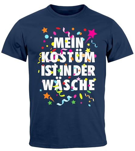 MoonWorks® Herren T-Shirt Fasching Karneval Kostüm-Ersatz Verkleidung Last Minute Faschingskostüme Männer Navy 3XL