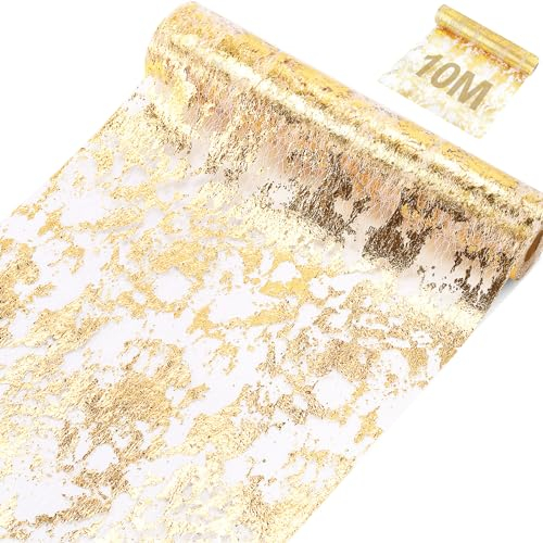 BuYupop Vlies Tischläufer Gold (30cm x10m) Tischläufer Papier Outdoor Tischband Tischdeko Tischdecke ,Dekorationen für Geburtstage, Hochzeiten und besondere Anlässe