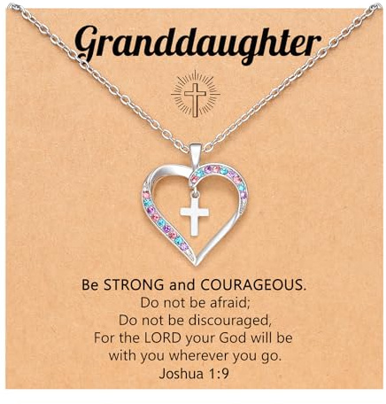 UPROMI Cross Necklace for Girls Jewelry Kids Christian Religious Christmas Stocking Stuffers Gifts for 4 6 8 10 12 Year Old Girl Birthday Tween Trendy Stuff Granddaughter from Grandma