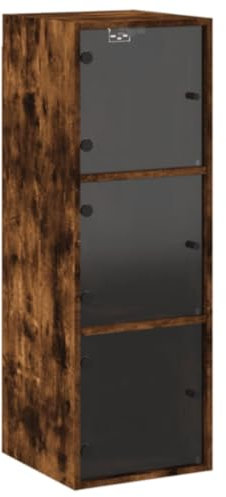 vidaXL Wandschrank mit Glastüren Räuchereiche 35x37x100 cm