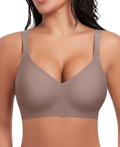 Damen BH Ohne Bügel Nahtloser Glatter Weicher BH Bequemer T-Shirt Soft Bra (Hellbraun, 3XL)