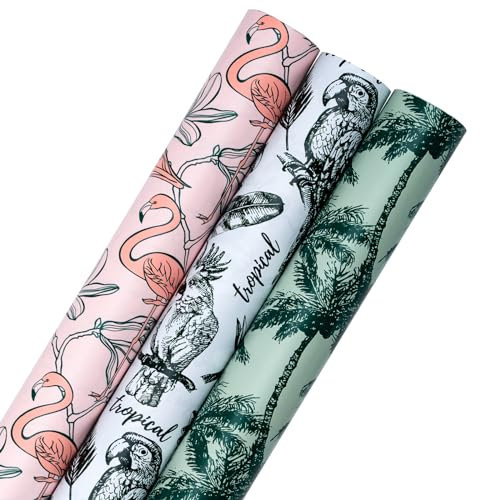 RUSPEPA Geschenkpapier – Mini-Rolle, 43,2 cm x 3 m, 3 Rollen, Sommer-Design für Geburtstage und Partys