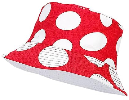 Quanhaigou Bucket Hats Unisex Sommer Reise Strand Fischerhut für Männer Frauen Teenager, Rot Weiße Punkte, Einheitsgr��e