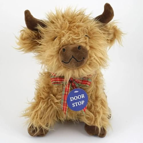 Kilts Wi Hae Super Cute Hairy Highland Cow Coo Door Stop - Brown - 1 Set - 1 Piece - Approx 28cm x 19cm