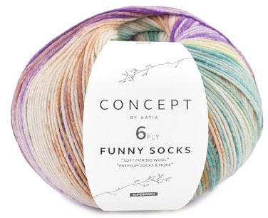 Katia Funny Socks - Sockenwolle, 150g, 400m, Multicolored, Merino Superwash, Polyamid