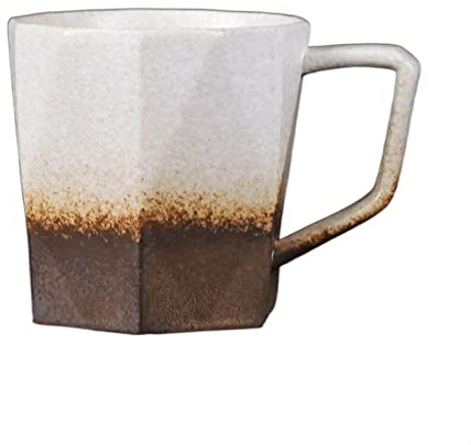 NZPOST Tasses à café Ancienne Tasse Vintage Tasse à café Simple Tasse à Boire en poterie Brute Faite à la Main 400ML Grande capacité Tasse de Petit déjeuner Tasse à café (A)