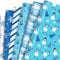 lyroiphic Weihnachten Geschenkpapier - 12 Blatt (50 x 70 cm) Weihnachtspapier mit Weihnachtsbaum, Weihnachtsmann, Schneemann, Schneeflocke - DIY-Bastelpapier für Geschenkverpackungen (Blau)