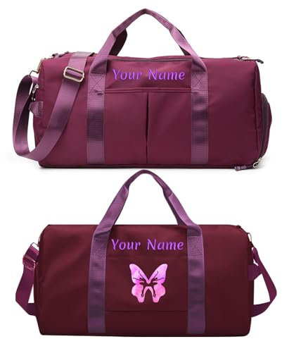 Personalisierte Gepäcktasche mit Foto-Namenstext, individuelle Reisetasche mit Nass- und Trockentaschen und Schuhfach, individuelle Tanz-Sporttasche