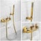 Handbrause, Badezimmer-Wasserhahn-Set, Wasserfall-Bass, Heiß- und Kaltwasserhahn, Duschaufsatz mit Handbrause und Schlauchaufsatz für Badewanne, Gold-Chrom-Duschsystem