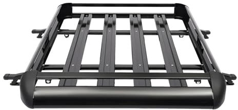 DZSHONGXINSM Dachträger Schwarzer Universal-Dachträger 127 * 97 cm Aluminiumlegierung Dachträger Gepäckkorb Mit Stangen Einzeldeck Für SUV Dachboxen