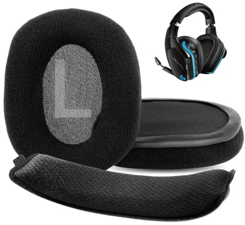 G933 Ohrpolster und Kopfbügelpolster für Logitech G935/ G933/ G635/ G633 Wireless Gaming Headset Ersatz-Ohrpolster mit Bequemes Stoff und Memory-Schaum