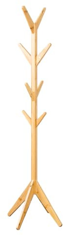 KARAT - Porte-manteau pour robes - Penderie à hauteur pour vêtements et chapeaux - Porte-sac pour couloir - Portemanteau stable avec crochets pour entrée (Bambou)